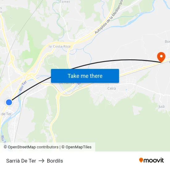 Sarrià De Ter to Bordils map
