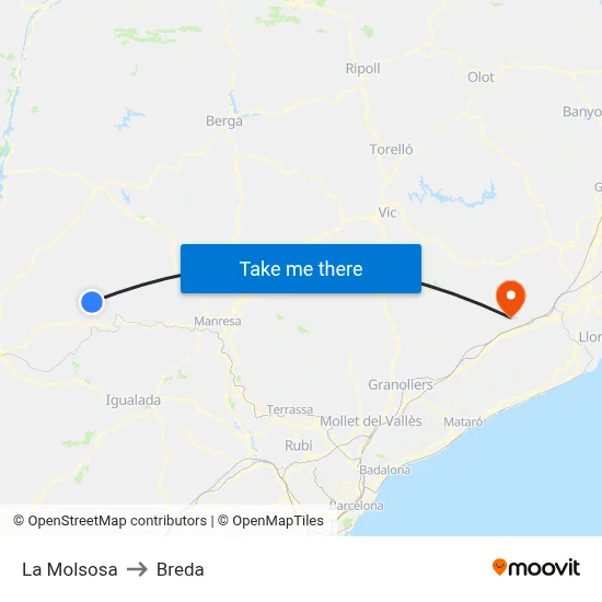 La Molsosa to Breda map