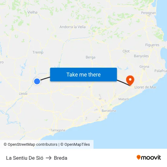 La Sentiu De Sió to Breda map