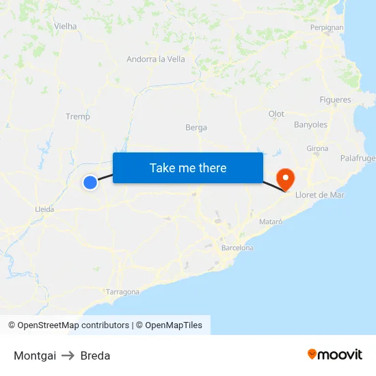 Montgai to Breda map