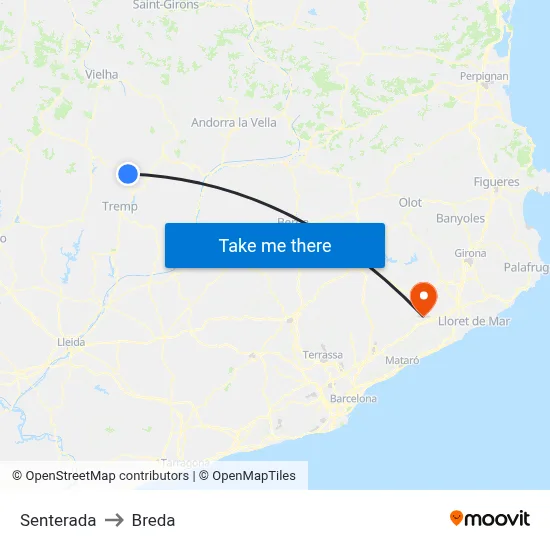 Senterada to Breda map