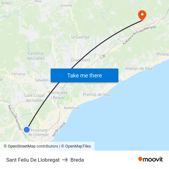 Sant Feliu De Llobregat to Breda map