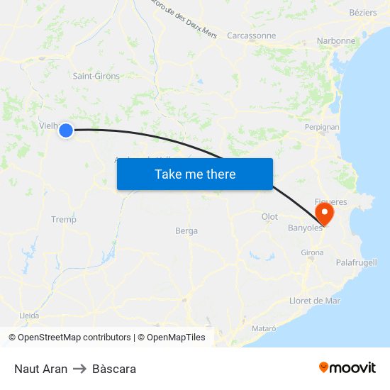 Naut Aran to Bàscara map