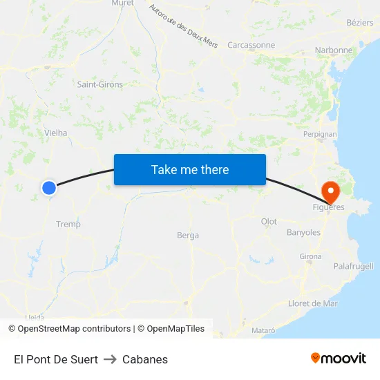 El Pont De Suert to Cabanes map