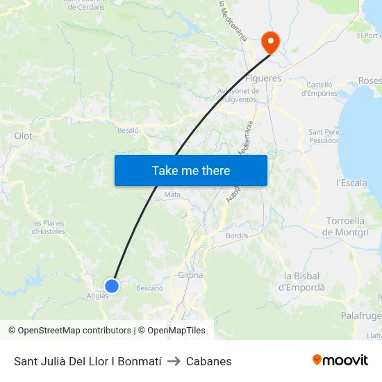 Sant Julià Del Llor I Bonmatí to Cabanes map