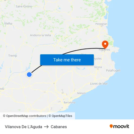 Vilanova De L'Aguda to Cabanes map