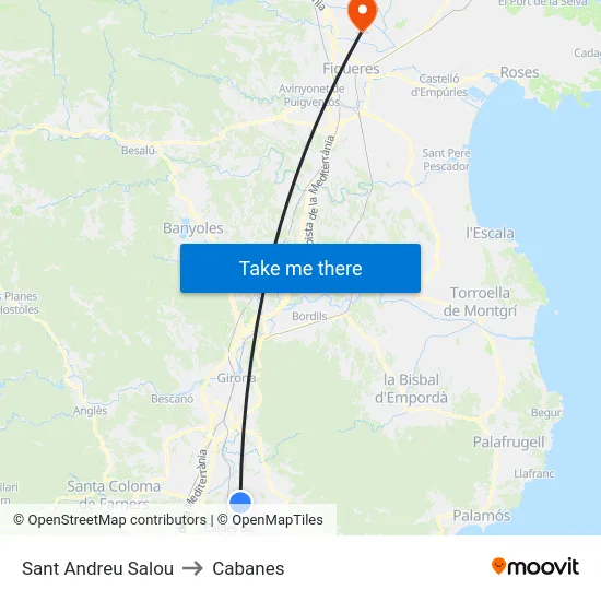 Sant Andreu Salou to Cabanes map