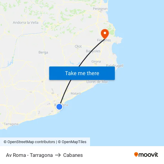 Av Roma - Tarragona to Cabanes map