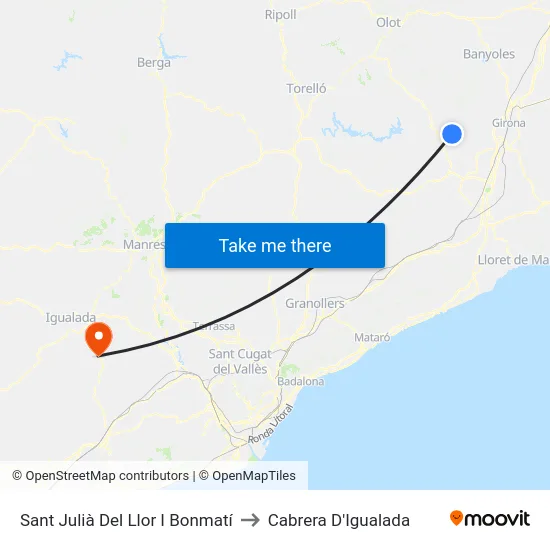 Sant Julià Del Llor I Bonmatí to Cabrera D'Igualada map
