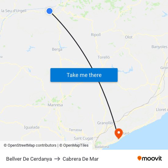Bellver De Cerdanya to Cabrera De Mar map