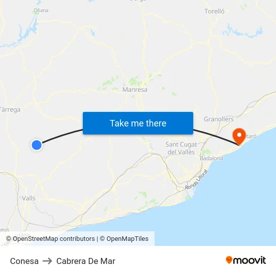 Conesa to Cabrera De Mar map