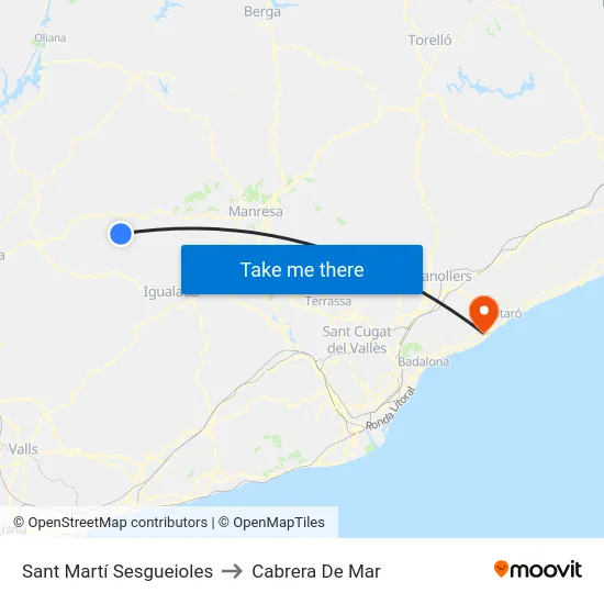 Sant Martí Sesgueioles to Cabrera De Mar map
