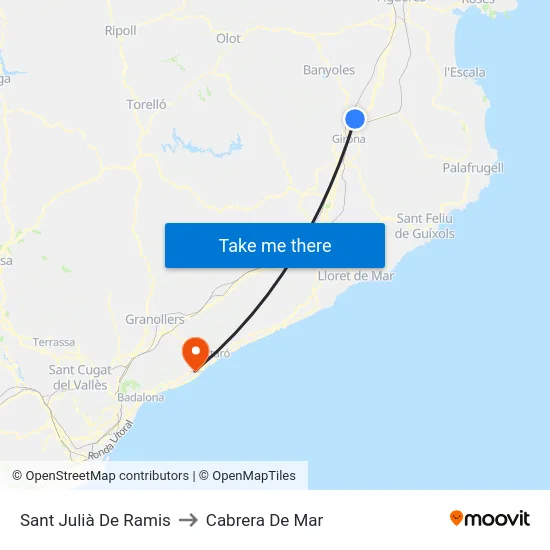 Sant Julià De Ramis to Cabrera De Mar map