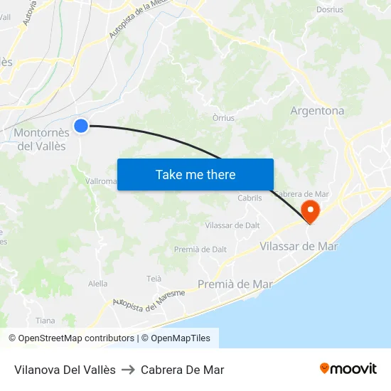 Vilanova Del Vallès to Cabrera De Mar map