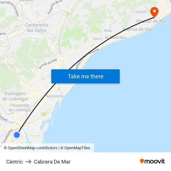 Cèntric to Cabrera De Mar map