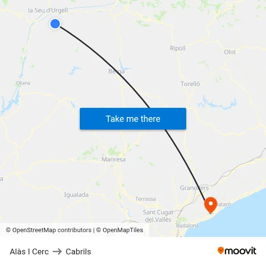 Alàs I Cerc to Cabrils map