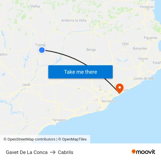 Gavet De La Conca to Cabrils map