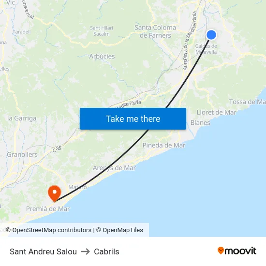 Sant Andreu Salou to Cabrils map