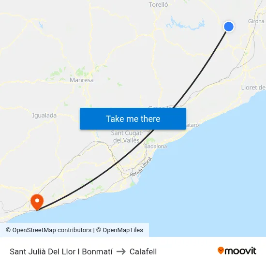 Sant Julià Del Llor I Bonmatí to Calafell map