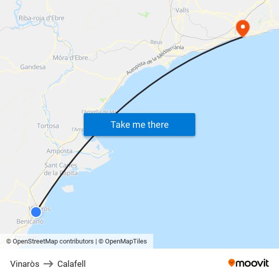 Vinaròs to Calafell map