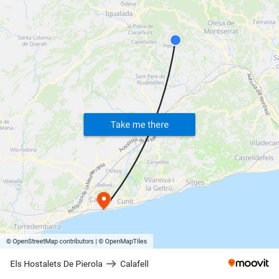 Els Hostalets De Pierola to Calafell map