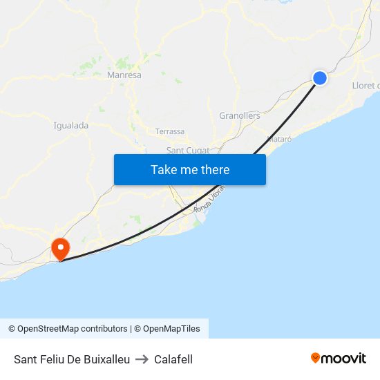 Sant Feliu De Buixalleu to Calafell map