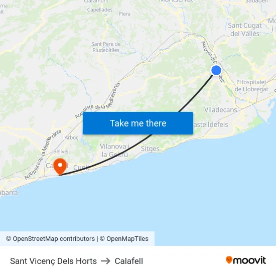 Sant Vicenç Dels Horts to Calafell map
