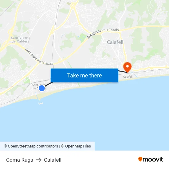 Coma-Ruga to Calafell map