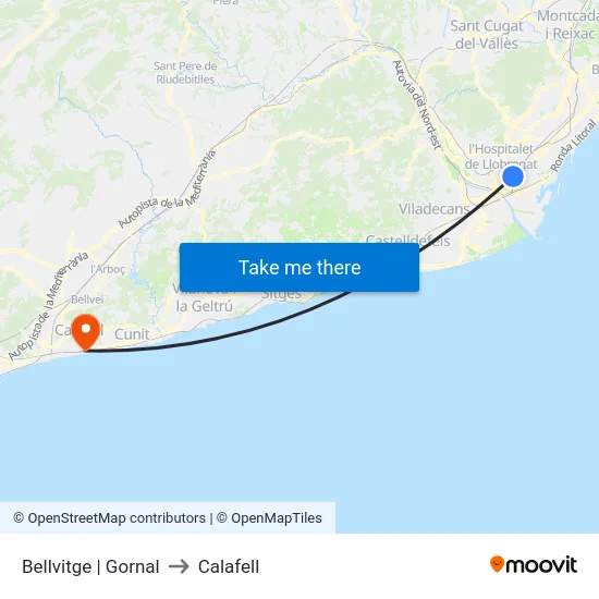 Bellvitge | Gornal to Calafell map