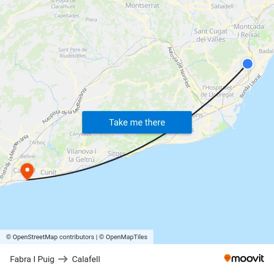 Fabra I Puig to Calafell map