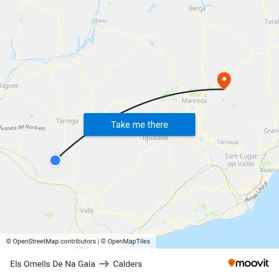 Els Omells De Na Gaia to Calders map