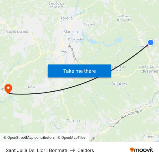 Sant Julià Del Llor I Bonmatí to Calders map