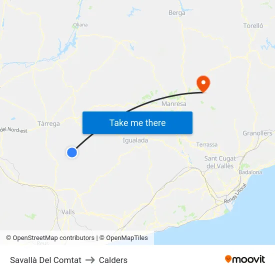 Savallà Del Comtat to Calders map