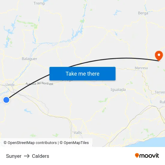 Sunyer to Calders map