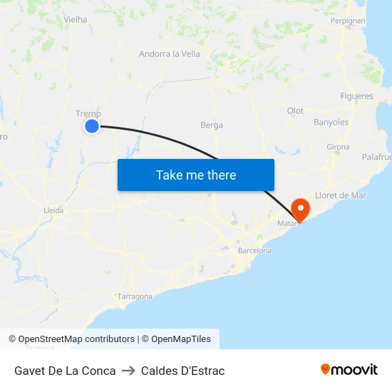 Gavet De La Conca to Caldes D'Estrac map