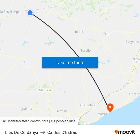 Lles De Cerdanya to Caldes D'Estrac map