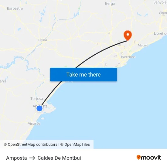 Amposta to Caldes De Montbui map