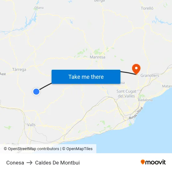 Conesa to Caldes De Montbui map