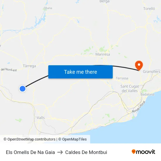 Els Omells De Na Gaia to Caldes De Montbui map