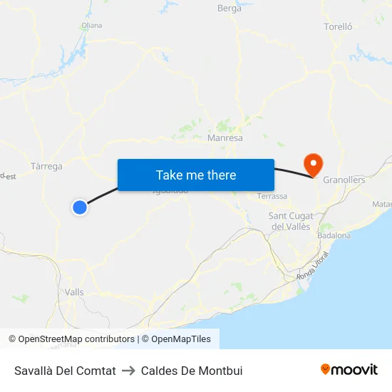 Savallà Del Comtat to Caldes De Montbui map