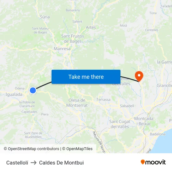 Castellolí to Caldes De Montbui map