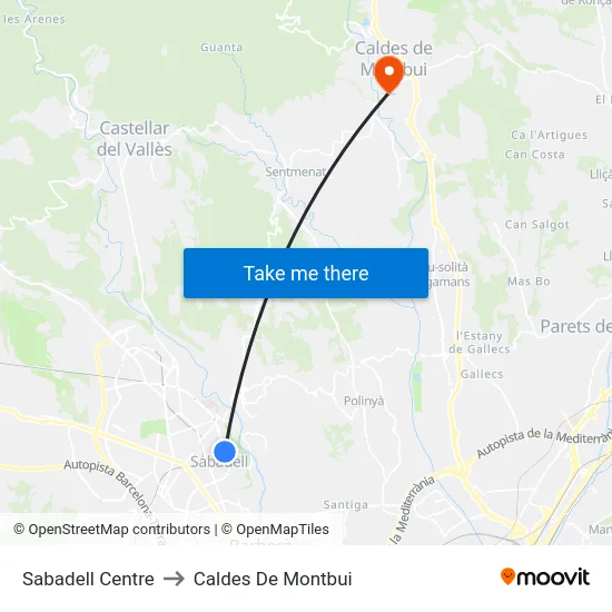 Sabadell Centre to Caldes De Montbui map