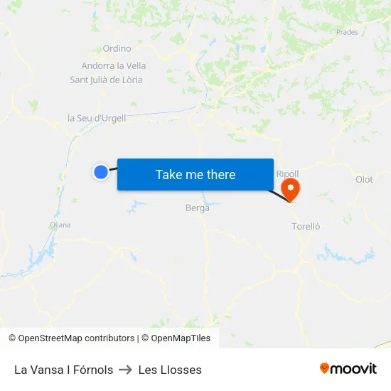 La Vansa I Fórnols to Les Llosses map