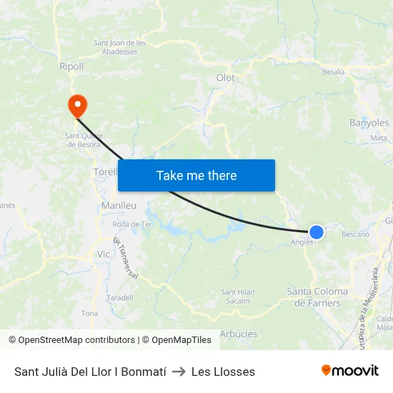 Sant Julià Del Llor I Bonmatí to Les Llosses map