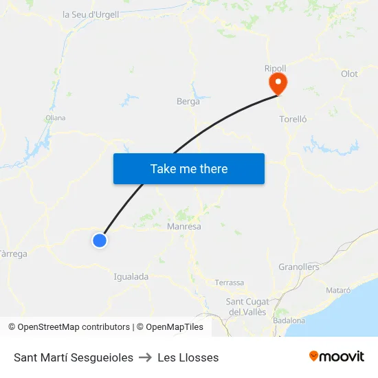 Sant Martí Sesgueioles to Les Llosses map