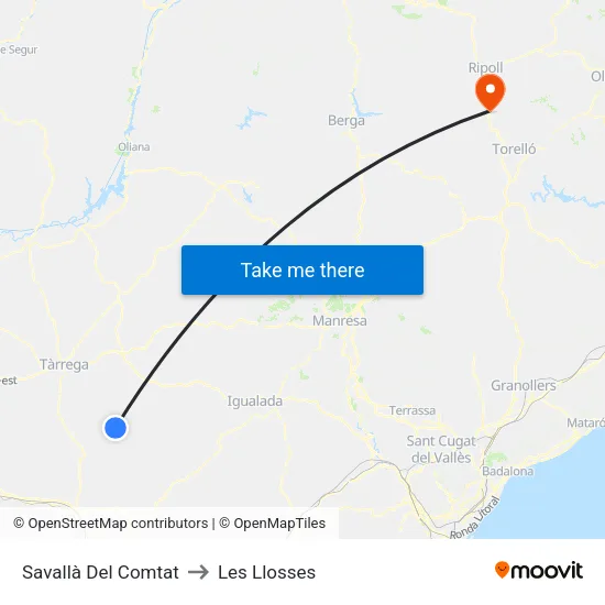 Savallà Del Comtat to Les Llosses map