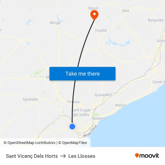 Sant Vicenç Dels Horts to Les Llosses map