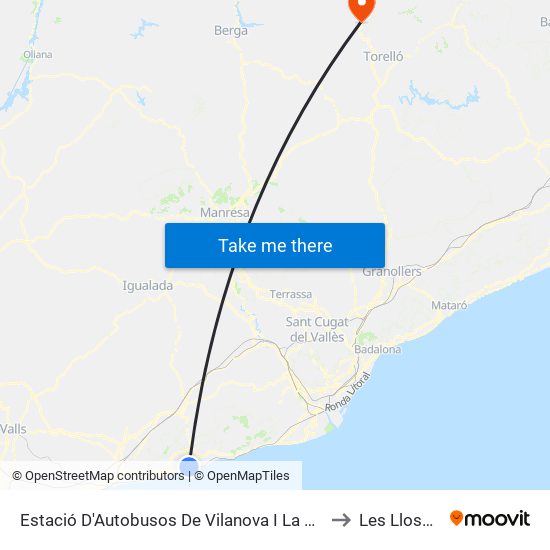 Estació D'Autobusos De Vilanova I La Geltrú to Les Llosses map