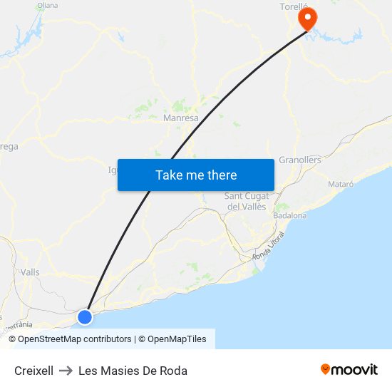 Creixell to Les Masies De Roda map