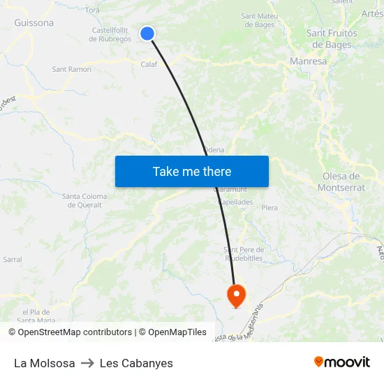 La Molsosa to Les Cabanyes map